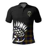 McClellan Modern Tartan Crest Polo Shirt - Thistle Black Style